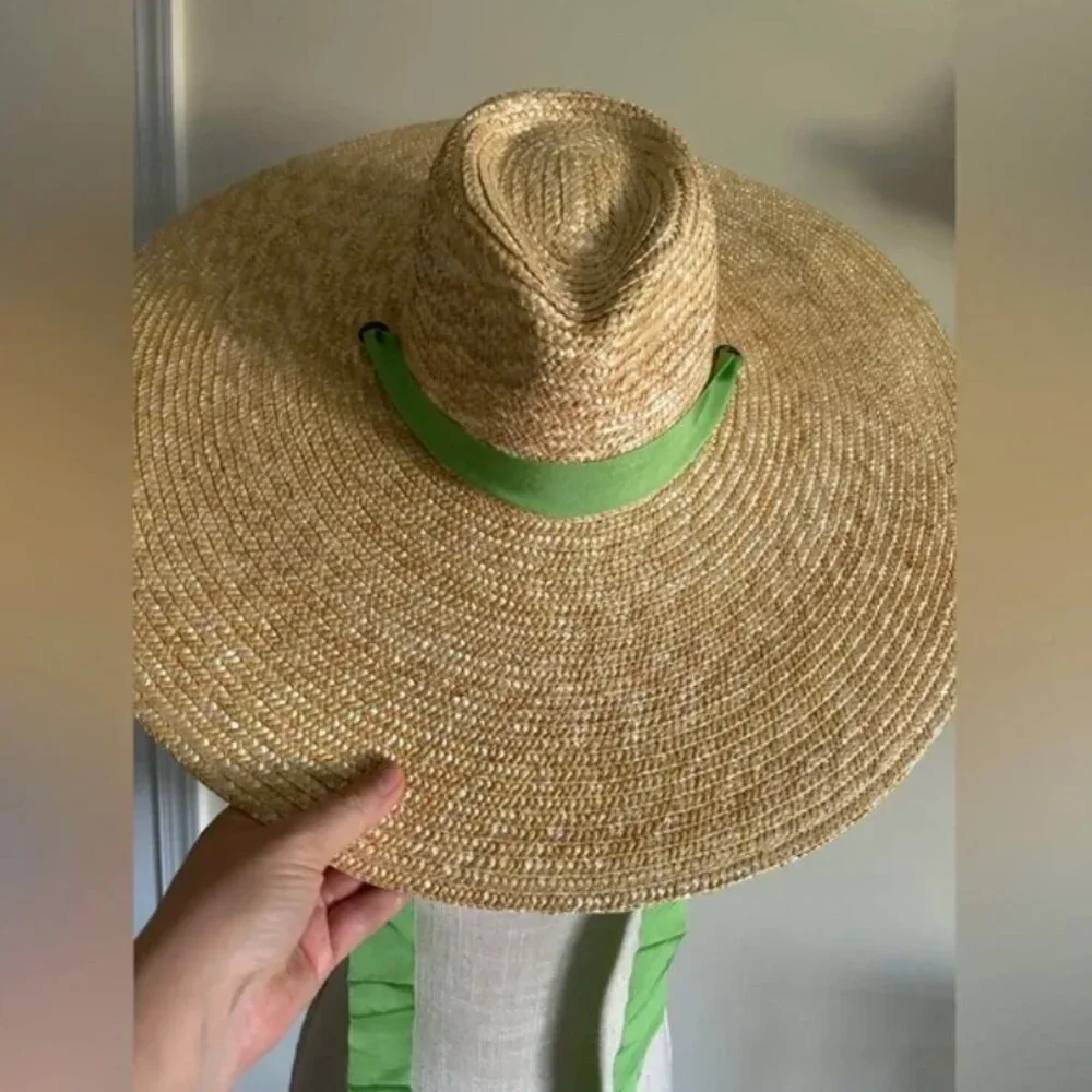 Free People NWT Straw Wide Brim lime green women’s hat